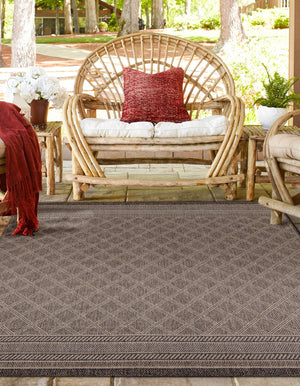 Chocolate Brown 10' x 10' Outdoor Trellis Square Area Rug Weather Resistant for Patio, Deck, Terrace, Balcony, Porch Geometric Design Water Safe Outside Carpet for Sale at Rug Engine