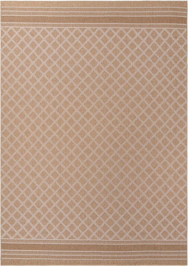 Natural 10' x 14' 1 Outdoor Trellis Rectangle Area Rug Weather Resistant for Patio, Deck, Terrace, Balcony, Porch Geometric Design Water Safe Outside Carpet for Sale at Rug Engine