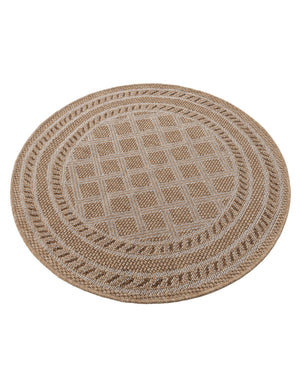 Natural 3' 3 x 3' 3 Outdoor Trellis Round Area Rug Weather Resistant for Patio, Deck, Terrace, Balcony, Porch Geometric Design Water Safe Outside Carpet for Sale at Rug Engine