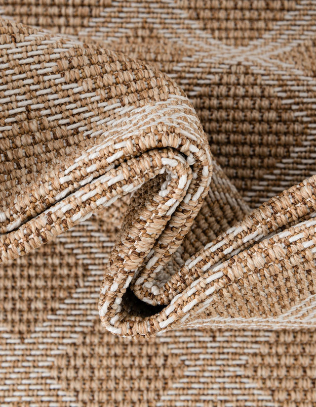 Natural 7' 1 x 10' Outdoor Trellis Rectangle Area Rug Weather Resistant for Patio, Deck, Terrace, Balcony, Porch Geometric Design Water Safe Outside Carpet for Sale at Rug Engine