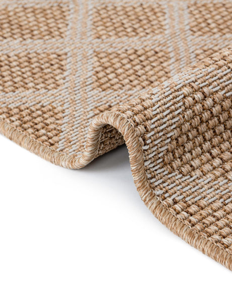 Natural 5' 1 x 8' Outdoor Trellis Rectangle Area Rug Weather Resistant for Patio, Deck, Terrace, Balcony, Porch Geometric Design Water Safe Outside Carpet for Sale at Rug Engine