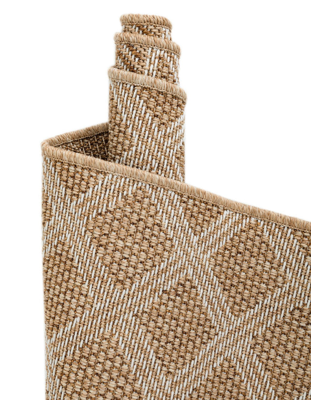 Natural 5' 1 x 8' Outdoor Trellis Rectangle Area Rug Weather Resistant for Patio, Deck, Terrace, Balcony, Porch Geometric Design Water Safe Outside Carpet for Sale at Rug Engine