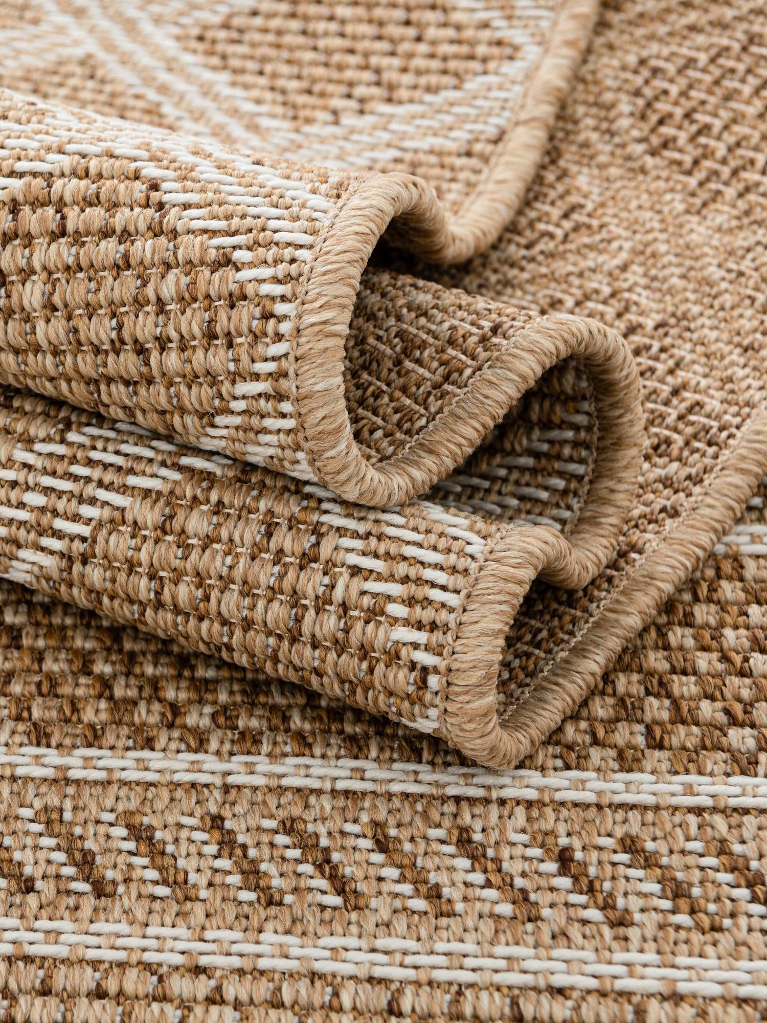 Natural 7' 1 x 10' Outdoor Trellis Rectangle Area Rug Weather Resistant for Patio, Deck, Terrace, Balcony, Porch Geometric Design Water Safe Outside Carpet for Sale at Rug Engine