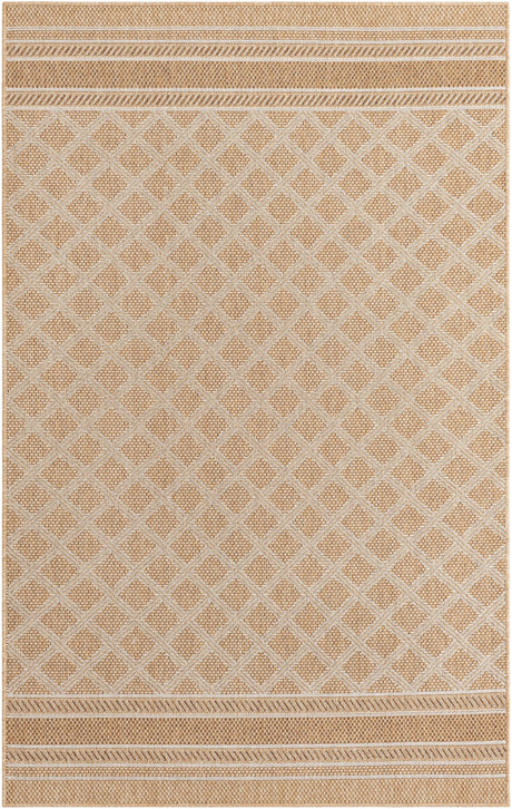 Natural 5' 1 x 8' Outdoor Trellis Rectangle Area Rug Weather Resistant for Patio, Deck, Terrace, Balcony, Porch Geometric Design Water Safe Outside Carpet for Sale at Rug Engine