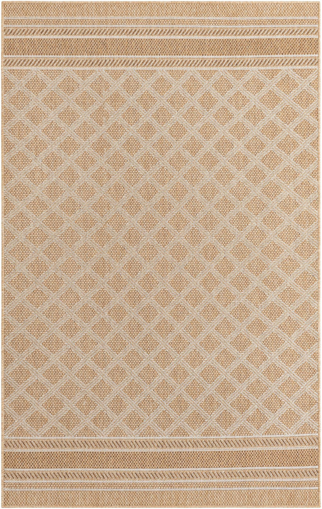 Natural 5' 1 x 8' Outdoor Trellis Rectangle Area Rug Weather Resistant for Patio, Deck, Terrace, Balcony, Porch Geometric Design Water Safe Outside Carpet for Sale at Rug Engine