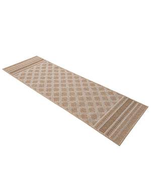 Natural 2' x 6' 1 Outdoor Trellis Runner Area Rug Weather Resistant for Patio, Deck, Terrace, Balcony, Porch Geometric Design Water Safe Outside Carpet for Sale at Rug Engine