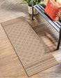Natural 2' 7 x 12' Outdoor Trellis Runner Area Rug Weather Resistant for Patio, Deck, Terrace, Balcony, Porch Geometric Design Water Safe Outside Carpet for Sale at Rug Engine