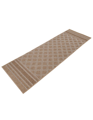 Natural 2' x 6' 1 Outdoor Trellis Runner Area Rug Weather Resistant for Patio, Deck, Terrace, Balcony, Porch Geometric Design Water Safe Outside Carpet for Sale at Rug Engine
