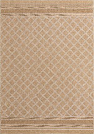 Natural 7' 1 x 10' Outdoor Trellis Rectangle Area Rug Weather Resistant for Patio, Deck, Terrace, Balcony, Porch Geometric Design Water Safe Outside Carpet for Sale at Rug Engine