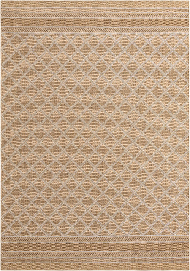 Natural 7' 1 x 10' Outdoor Trellis Rectangle Area Rug Weather Resistant for Patio, Deck, Terrace, Balcony, Porch Geometric Design Water Safe Outside Carpet for Sale at Rug Engine