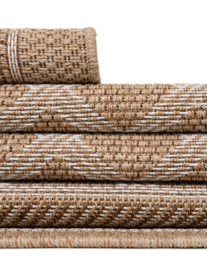 Natural 5' 1 x 5' 1 Outdoor Trellis Round Area Rug Weather Resistant for Patio, Deck, Terrace, Balcony, Porch Geometric Design Water Safe Outside Carpet for Sale at Rug Engine