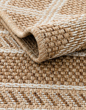 Natural 5' 1 x 5' 1 Outdoor Trellis Square Area Rug Weather Resistant for Patio, Deck, Terrace, Balcony, Porch Geometric Design Water Safe Outside Carpet for Sale at Rug Engine