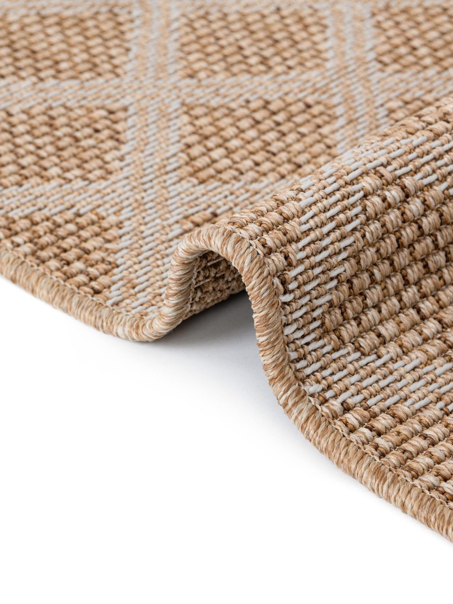 Natural 5' 1 x 5' 1 Outdoor Trellis Square Area Rug Weather Resistant for Patio, Deck, Terrace, Balcony, Porch Geometric Design Water Safe Outside Carpet for Sale at Rug Engine