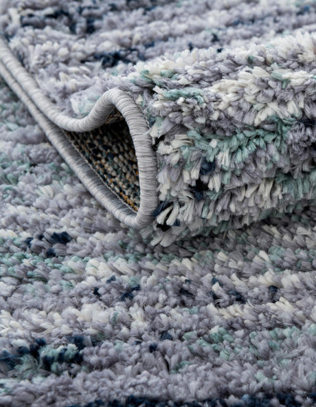 Blue and Gray 5' 3 x 5' 3 Tucson Round Area Rug 100% Polyester Unique Modern Carpet for Dining Rooms, Living Room, Bedrooms, Office Space for Sale at Rug Engine