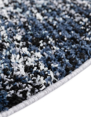 Blue and Gray 5' 3 x 5' 3 Tucson Round Area Rug 100% Polyester Unique Modern Carpet for Dining Rooms, Living Room, Bedrooms, Office Space for Sale at Rug Engine