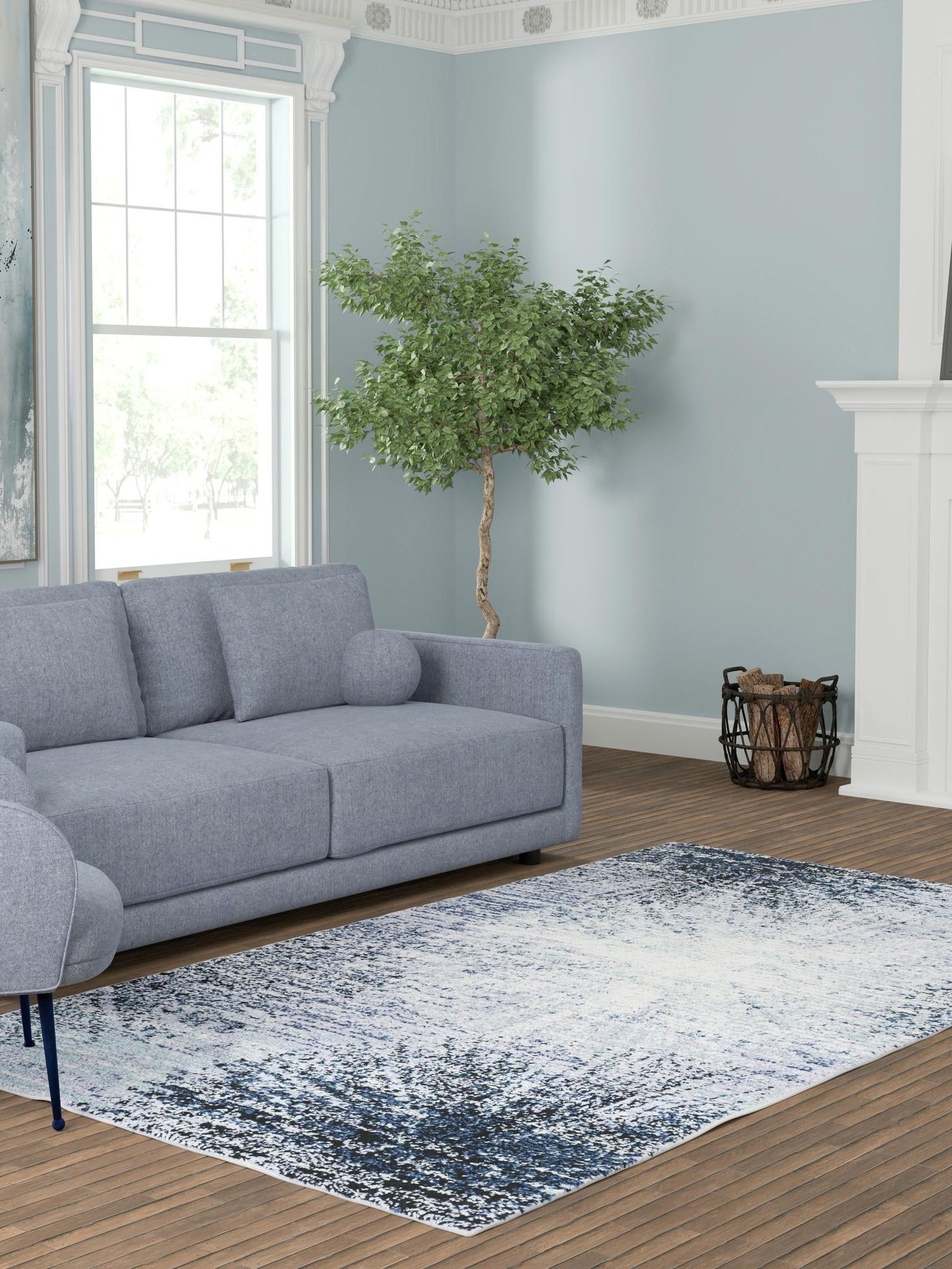 Blue and Gray 2' x 3' 1 Tucson Rectangle Area Rug 100% Polyester Unique Modern Carpet for Dining Rooms, Living Room, Bedrooms, Office Space for Sale at Rug Engine