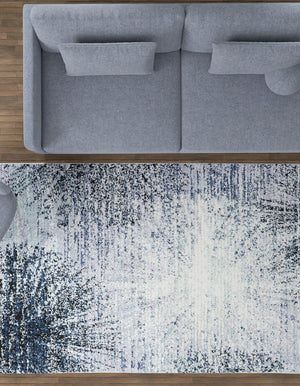 Blue and Gray 2' x 3' 1 Tucson Rectangle Area Rug 100% Polyester Unique Modern Carpet for Dining Rooms, Living Room, Bedrooms, Office Space for Sale at Rug Engine