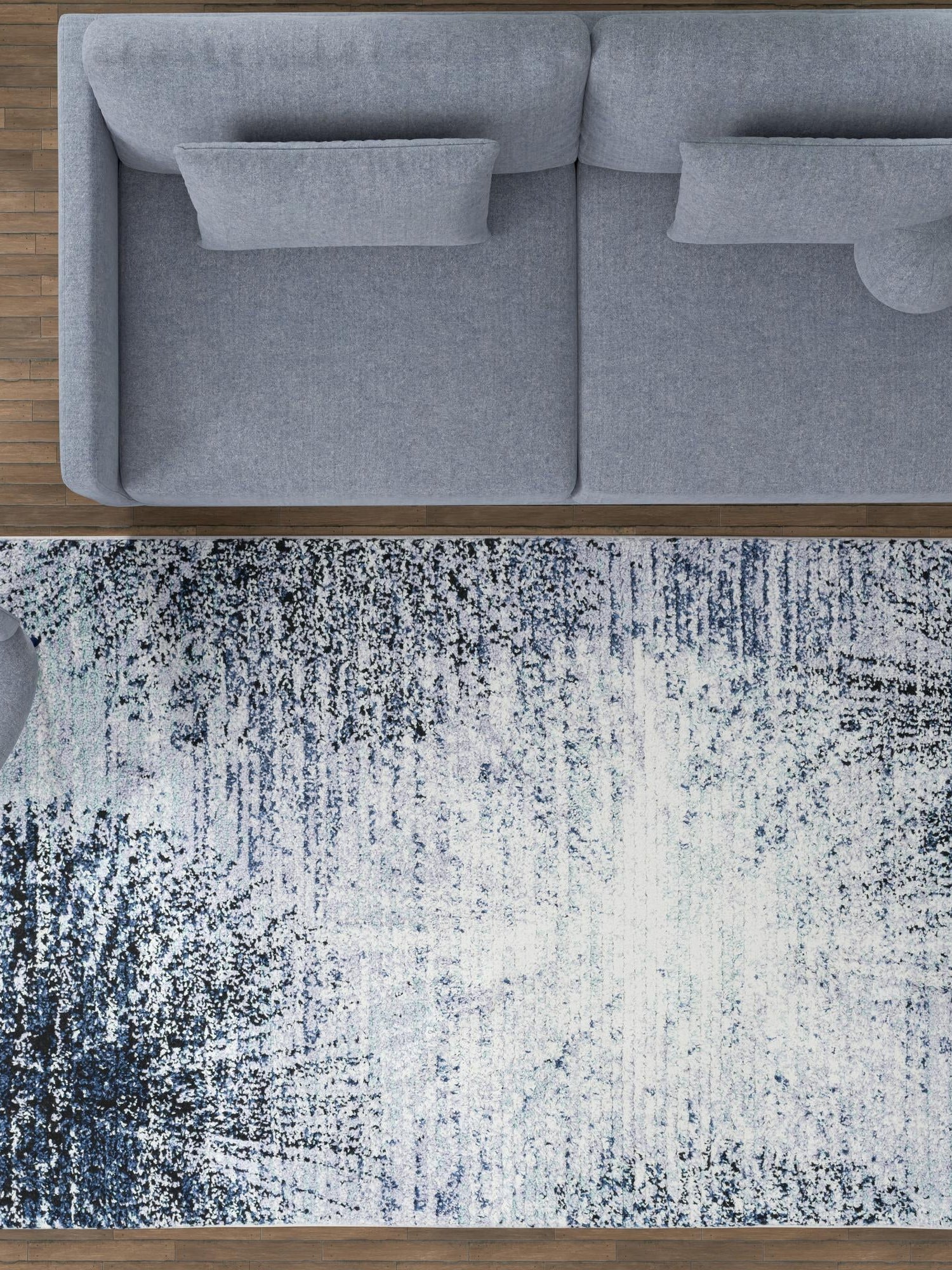 Blue and Gray 4' 1 x 6' 1 Tucson Rectangle Area Rug 100% Polyester Unique Modern Carpet for Dining Rooms, Living Room, Bedrooms, Office Space for Sale at Rug Engine