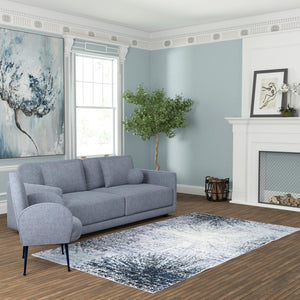 Blue and Gray 5' 3 x 8' Tucson Rectangle Area Rug 100% Polyester Unique Modern Carpet for Dining Rooms, Living Room, Bedrooms, Office Space for Sale at Rug Engine
