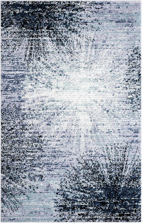Blue and Gray 5' 3 x 8' Tucson Rectangle Area Rug 100% Polyester Unique Modern Carpet for Dining Rooms, Living Room, Bedrooms, Office Space for Sale at Rug Engine