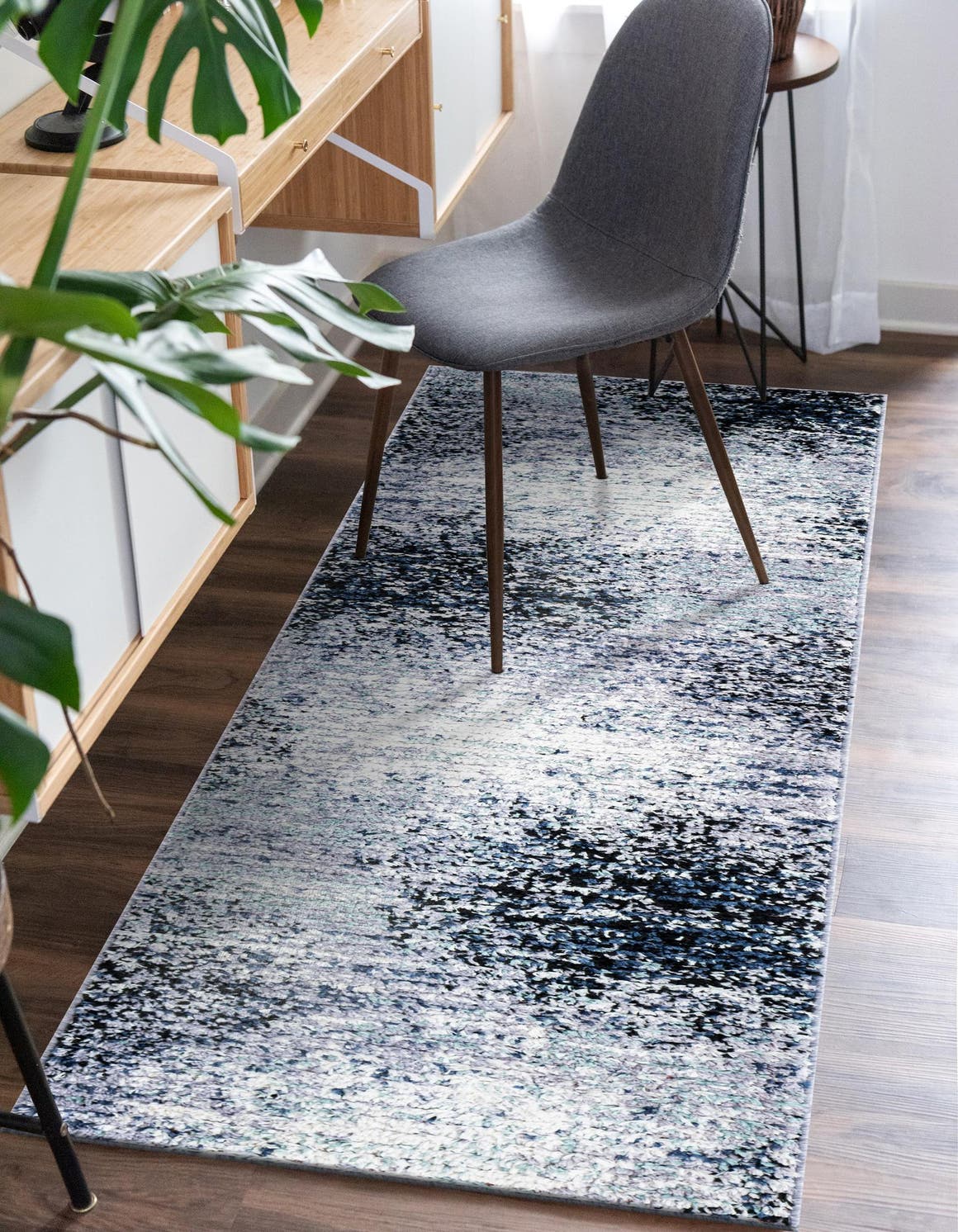 Blue and Gray 2' x 8' Tucson Runner Area Rug 100% Polyester Unique Modern Carpet for Dining Rooms, Living Room, Bedrooms, Office Space for Sale at Rug Engine