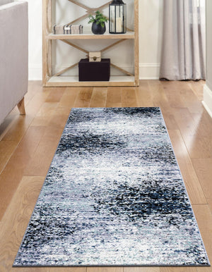 Blue and Gray 2' 7 x 12' Tucson Runner Area Rug 100% Polyester Unique Modern Carpet for Dining Rooms, Living Room, Bedrooms, Office Space for Sale at Rug Engine