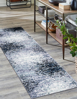 Blue and Gray 2' 7 x 12' Tucson Runner Area Rug 100% Polyester Unique Modern Carpet for Dining Rooms, Living Room, Bedrooms, Office Space for Sale at Rug Engine