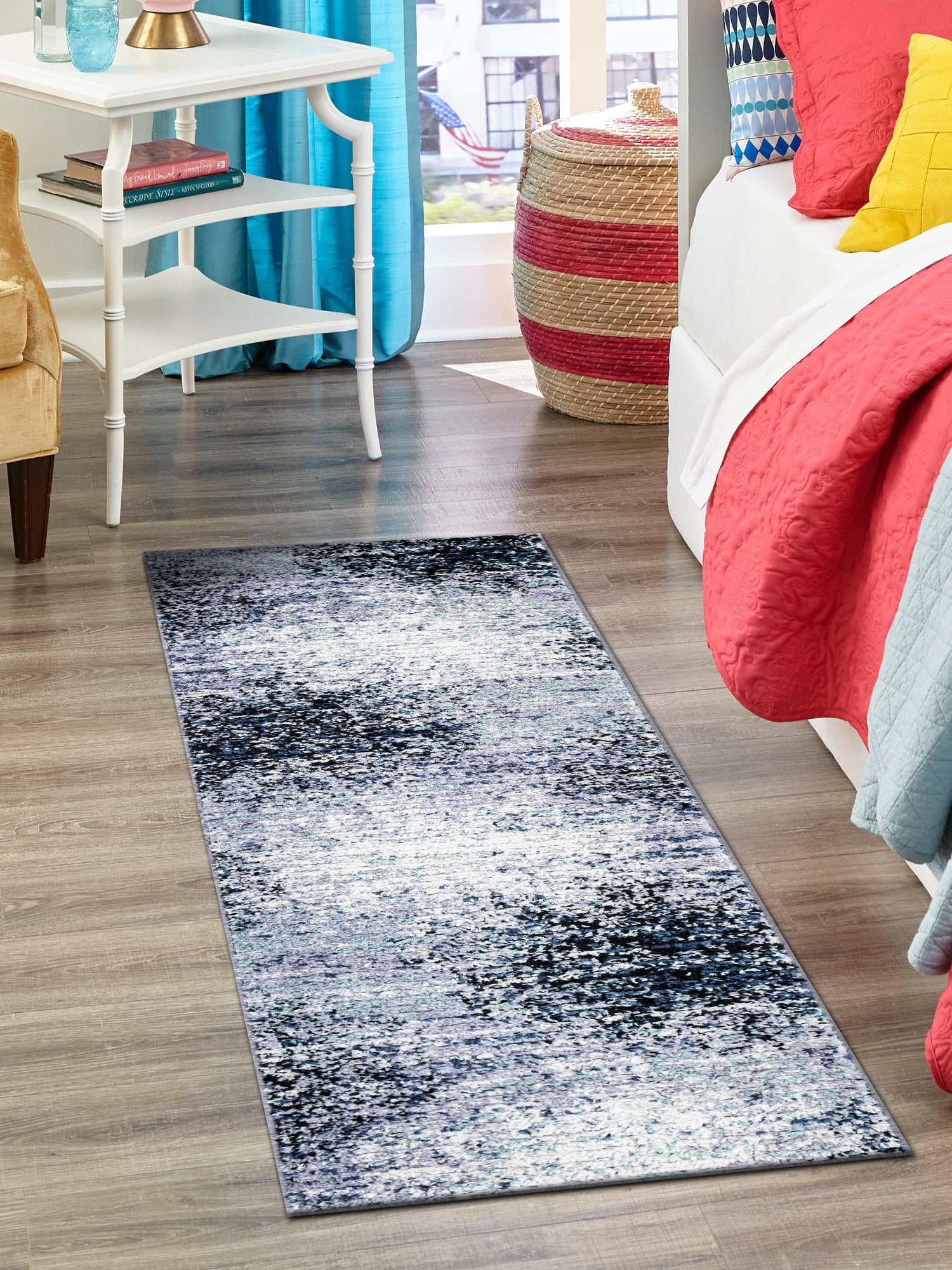 Blue and Gray 2' x 6' 1 Tucson Runner Area Rug 100% Polyester Unique Modern Carpet for Dining Rooms, Living Room, Bedrooms, Office Space for Sale at Rug Engine