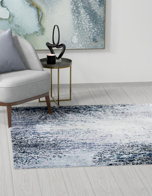Blue and Gray 6' 1 x 6' 1 Tucson Square Area Rug 100% Polyester Unique Modern Carpet for Dining Rooms, Living Room, Bedrooms, Office Space for Sale at Rug Engine