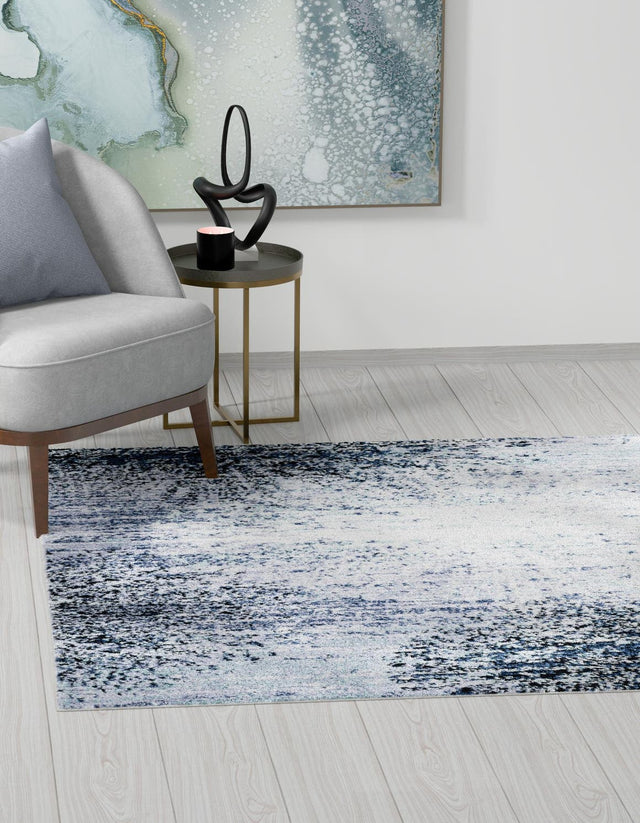 Blue and Gray 6' 1 x 6' 1 Tucson Square Area Rug 100% Polyester Unique Modern Carpet for Dining Rooms, Living Room, Bedrooms, Office Space for Sale at Rug Engine