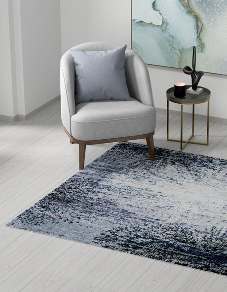 Blue and Gray 6' 1 x 6' 1 Tucson Square Area Rug 100% Polyester Unique Modern Carpet for Dining Rooms, Living Room, Bedrooms, Office Space for Sale at Rug Engine