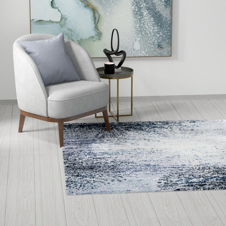 Blue and Gray 6' 1 x 6' 1 Tucson Square Area Rug 100% Polyester Unique Modern Carpet for Dining Rooms, Living Room, Bedrooms, Office Space for Sale at Rug Engine