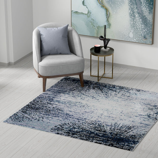 Blue and Gray 6' 1 x 6' 1 Tucson Square Area Rug 100% Polyester Unique Modern Carpet for Dining Rooms, Living Room, Bedrooms, Office Space for Sale at Rug Engine