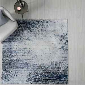 Blue and Gray 6' 1 x 6' 1 Tucson Square Area Rug 100% Polyester Unique Modern Carpet for Dining Rooms, Living Room, Bedrooms, Office Space for Sale at Rug Engine