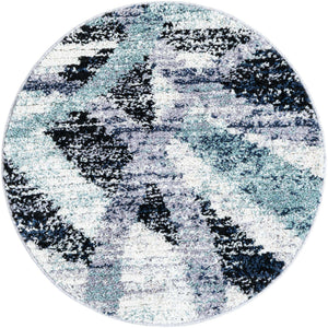 Gray and Ivory 3' 1 x 3' 1 Tucson Round Area Rug 100% Polyester Unique Modern Carpet for Dining Rooms, Living Room, Bedrooms, Office Space for Sale at Rug Engine