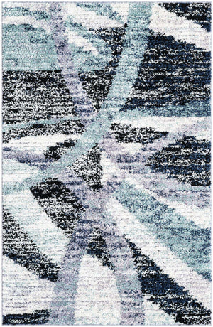 Gray and Ivory 4' 1 x 6' 1 Tucson Rectangle Area Rug 100% Polyester Unique Modern Carpet for Dining Rooms, Living Room, Bedrooms, Office Space for Sale at Rug Engine