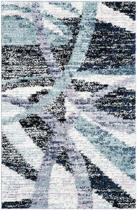 Gray and Ivory 4' 1 x 6' 1 Tucson Rectangle Area Rug 100% Polyester Unique Modern Carpet for Dining Rooms, Living Room, Bedrooms, Office Space for Sale at Rug Engine