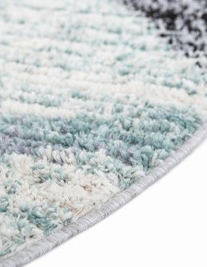 Gray and Ivory 5' 3 x 5' 3 Tucson Round Area Rug 100% Polyester Unique Modern Carpet for Dining Rooms, Living Room, Bedrooms, Office Space for Sale at Rug Engine