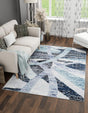 Gray and Ivory 9' x 12' Tucson Rectangle Area Rug 100% Polyester Unique Modern Carpet for Dining Rooms, Living Room, Bedrooms, Office Space for Sale at Rug Engine