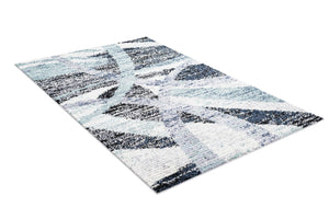 Gray and Ivory 5' 3 x 8' Tucson Rectangle Area Rug 100% Polyester Unique Modern Carpet for Dining Rooms, Living Room, Bedrooms, Office Space for Sale at Rug Engine