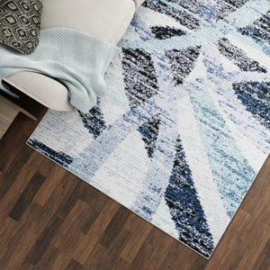 Gray and Ivory 5' 3 x 8' Tucson Rectangle Area Rug 100% Polyester Unique Modern Carpet for Dining Rooms, Living Room, Bedrooms, Office Space for Sale at Rug Engine