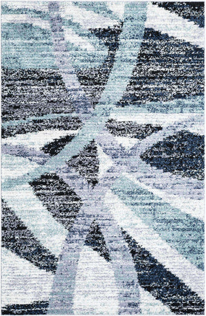 Gray and Ivory 5' 3 x 8' Tucson Rectangle Area Rug 100% Polyester Unique Modern Carpet for Dining Rooms, Living Room, Bedrooms, Office Space for Sale at Rug Engine