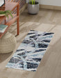 Gray and Ivory 2' 7 x 12' Tucson Runner Area Rug 100% Polyester Unique Modern Carpet for Dining Rooms, Living Room, Bedrooms, Office Space for Sale at Rug Engine