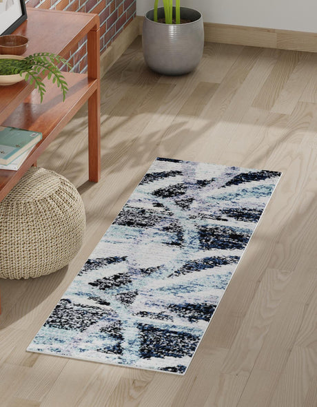 Gray and Ivory 2' x 6' 1 Tucson Runner Area Rug 100% Polyester Unique Modern Carpet for Dining Rooms, Living Room, Bedrooms, Office Space for Sale at Rug Engine