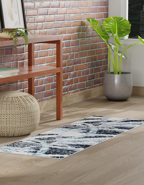 Gray and Ivory 2' x 8' Tucson Runner Area Rug 100% Polyester Unique Modern Carpet for Dining Rooms, Living Room, Bedrooms, Office Space for Sale at Rug Engine