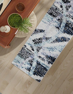 Gray and Ivory 2' x 8' Tucson Runner Area Rug 100% Polyester Unique Modern Carpet for Dining Rooms, Living Room, Bedrooms, Office Space for Sale at Rug Engine