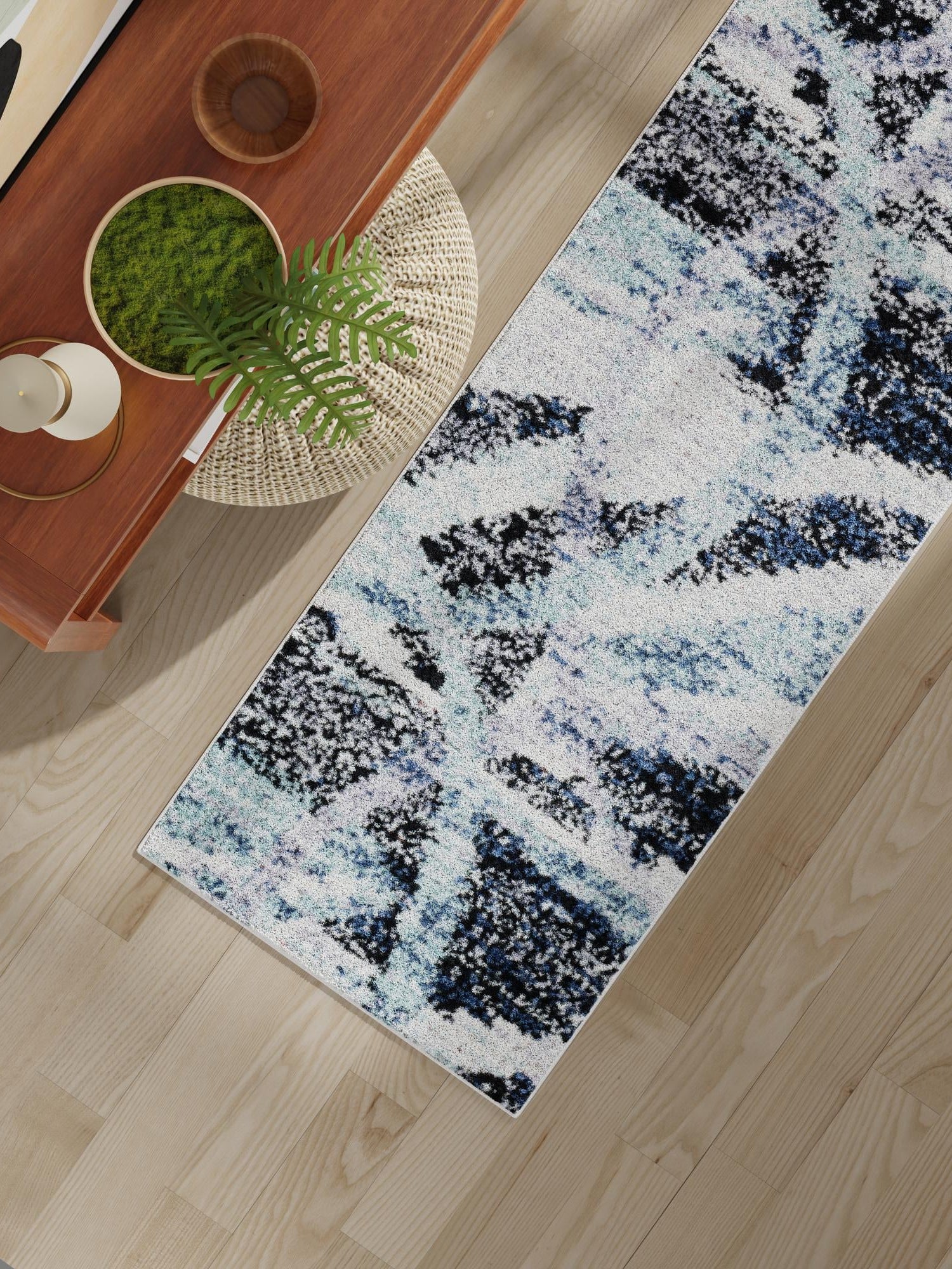 Gray and Ivory 2' 7 x 12' Tucson Runner Area Rug 100% Polyester Unique Modern Carpet for Dining Rooms, Living Room, Bedrooms, Office Space for Sale at Rug Engine