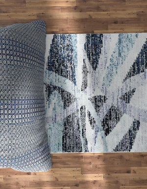 Gray and Ivory 6' 1 x 6' 1 Tucson Square Area Rug 100% Polyester Unique Modern Carpet for Dining Rooms, Living Room, Bedrooms, Office Space for Sale at Rug Engine