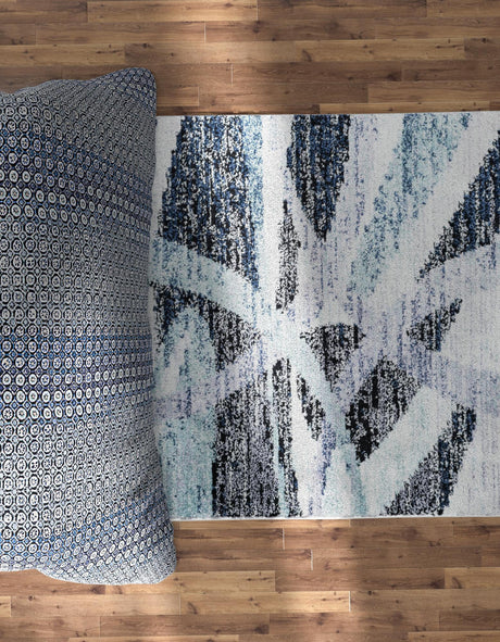 Gray and Ivory 6' 1 x 6' 1 Tucson Square Area Rug 100% Polyester Unique Modern Carpet for Dining Rooms, Living Room, Bedrooms, Office Space for Sale at Rug Engine
