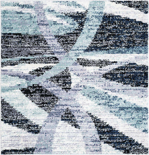 Gray and Ivory 6' 1 x 6' 1 Tucson Square Area Rug 100% Polyester Unique Modern Carpet for Dining Rooms, Living Room, Bedrooms, Office Space for Sale at Rug Engine
